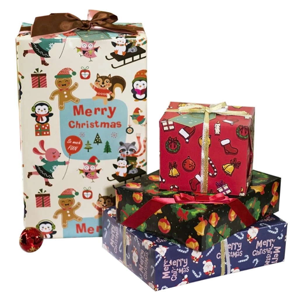 10 Sheets Merry Christmas Gift Wrapping Paper Santa Claus Xmas Tree Wreath Xmas Gift Packaging Paper New Year Decoration Paper