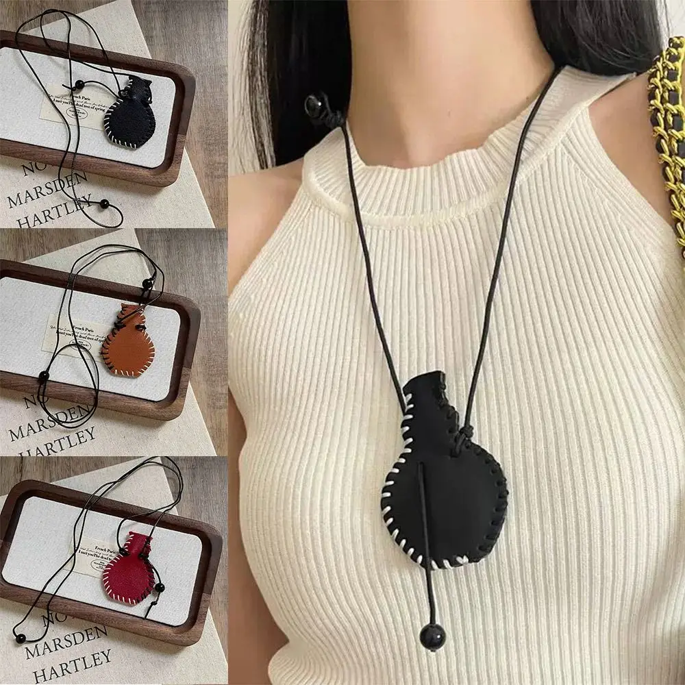 Wax Rope Sketch Vase Necklace Adjustable Chain with Long Strap Long Chain Necklace Jewelry Accessories Sweater Chain Necklace