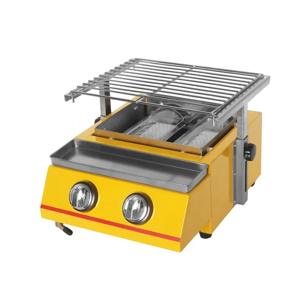 HomeWise صغيرة محمولة 2 شعلات شواء شواء غاز البترول المسال صينية أدوات الشواء ارتفاع قابل للتعديل للنزهة في الهواء الطلق الشواء مع CE