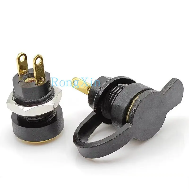 20PCS/ DC power socket DC-022B all copper plated gold high current 5.5*2.1/2.5 vertical threaded female seat