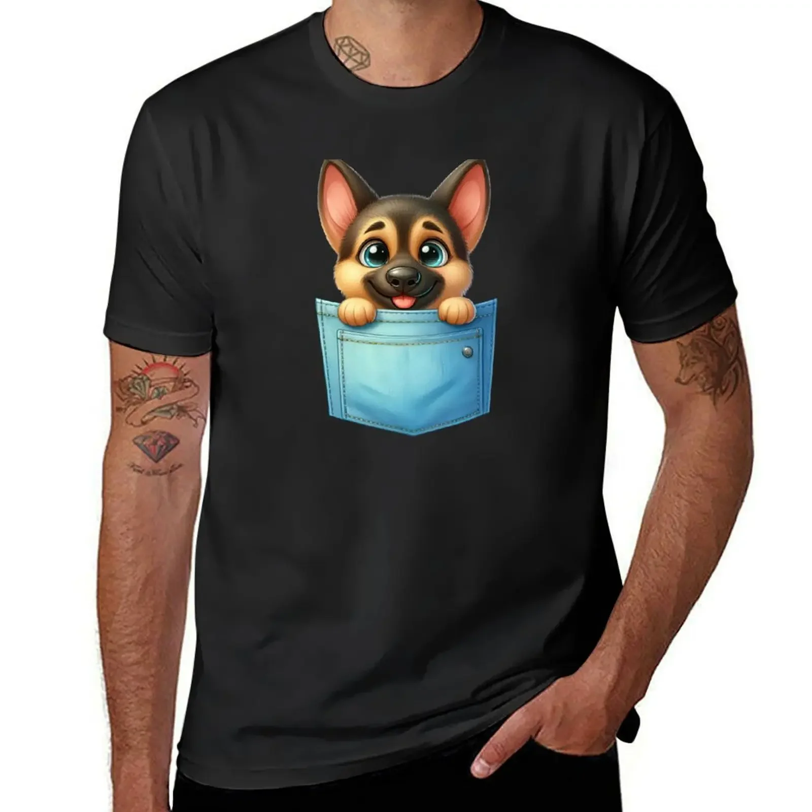 

German Sheperh in a pocket, Fun puppy in a pocket T-Shirt new gifts and t-shirts custom t shirt plain anime men graphic t shirts