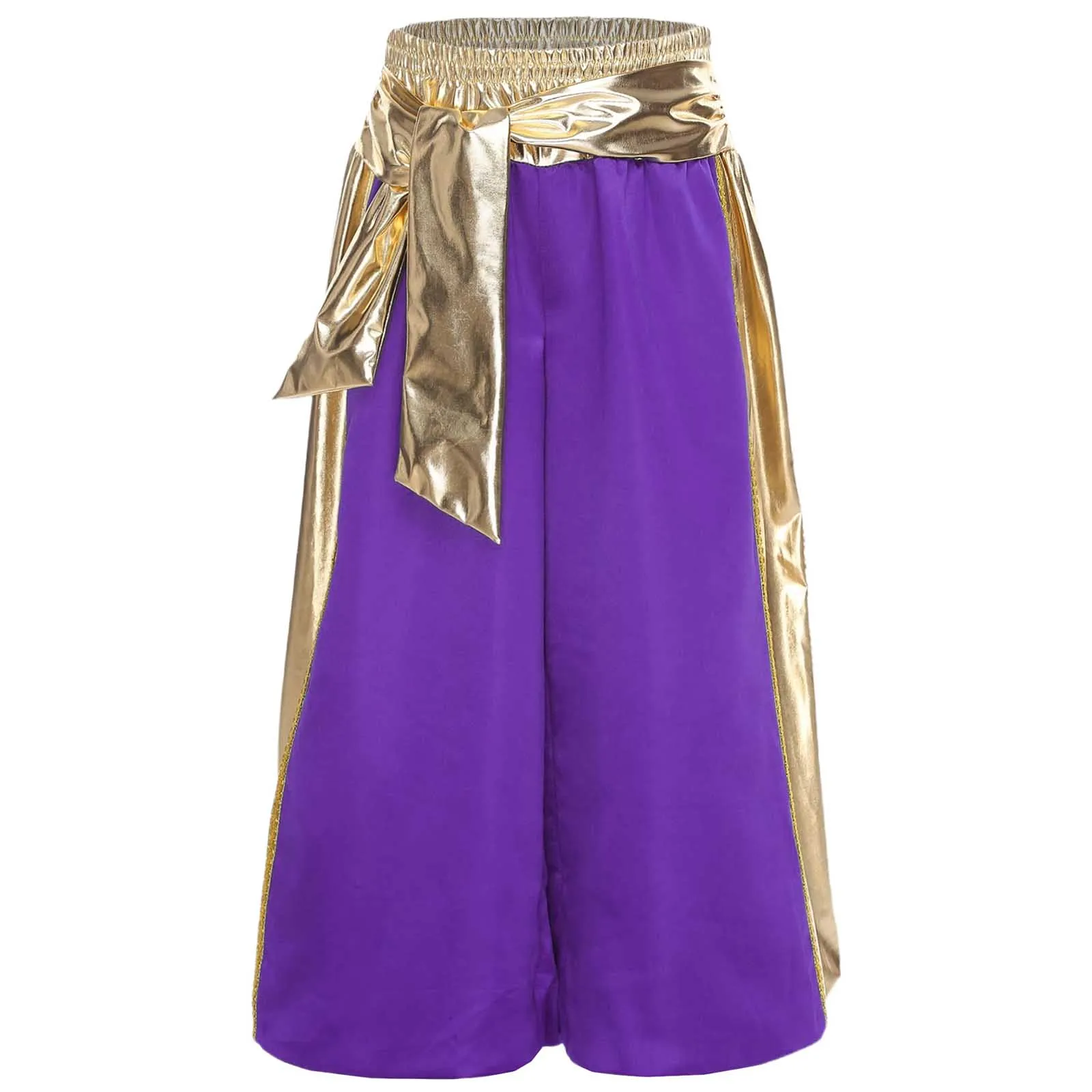 Meninos príncipe árabe aladin halloween cosplay traje calças compridas metálico brilhante abóbora calças bloomers harem lanterna calças