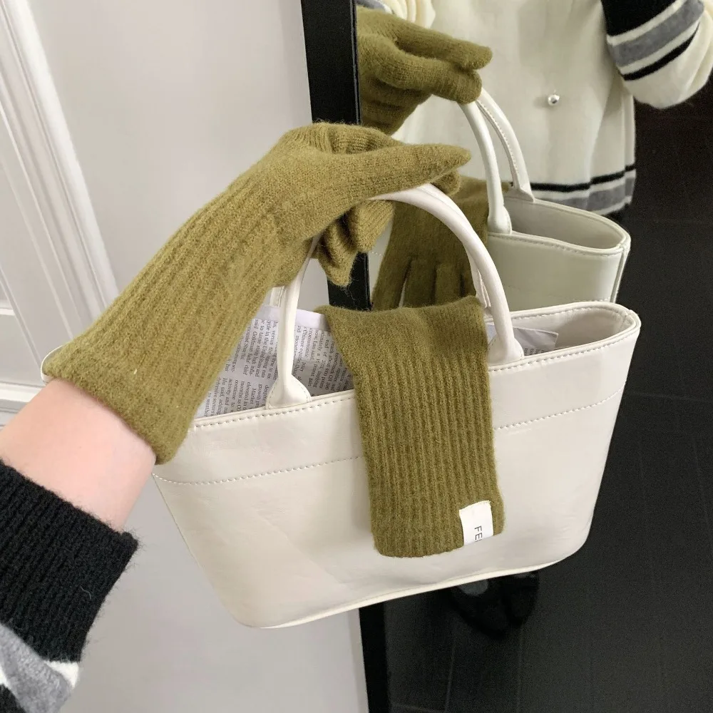 Full Finger Women Winter Warm Gloves Candy Colors Elasticity Touch Screen Knitted Gloves Windproof Protection From Cold