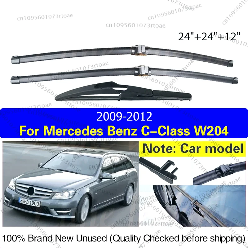 

Car Wiper For Mercedes Benz C Class W204 2009 2010 2011 2012 Front Rear Wiper Blades Windshield Windscreen Window 24"+24"+12"