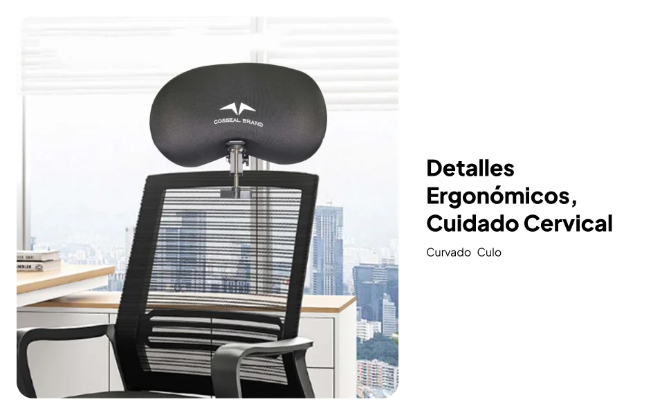 Apoio de Cabeça Ergonômico Universal para Cadeira de Escritório, Almofada de Suporte para Pescoço em Tela, Altura Ajustável para Acessórios de Cadeira