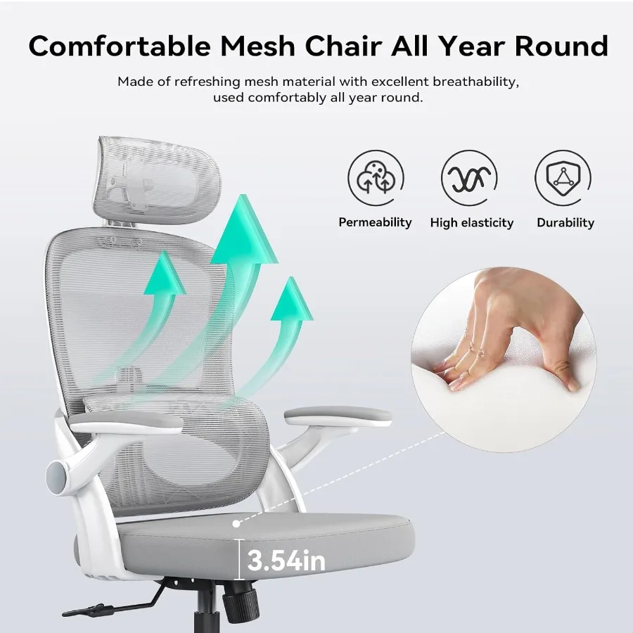 M102C Ergonomic Office Chair High Back Desk Chair with 3D Armrests UpDown Lumbar Support Swivel Computer Task Chair with Adjust