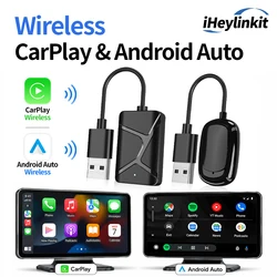 iHeylinkit New 2in1 Wireless CarPlay Adapter&Wireless Android Auto Adapter Automatic Connection Plug&Play Type-C/USB For Radio