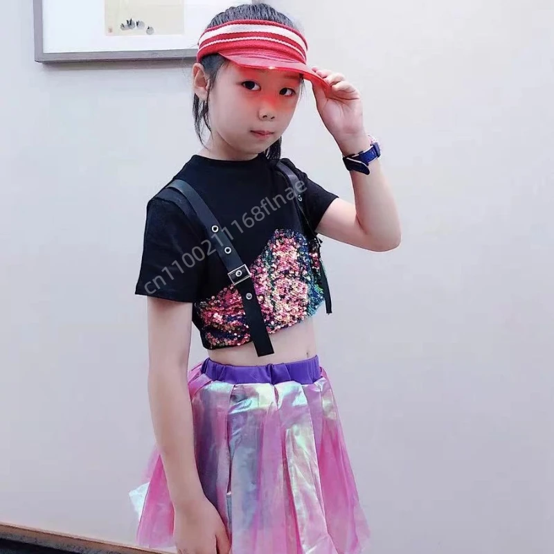 Children's Jazz Dance Costume, Summer Girls' Street Dance, Hip-hop, Fashion Show, Cheerleading Performance Costume Set