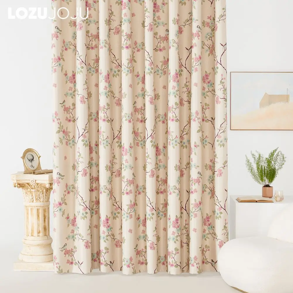 LOZUJOJU Blackout Grace Flower Printed Floral Pattern Curtain for Girls Women Bedroom Living Room Decoration1PC