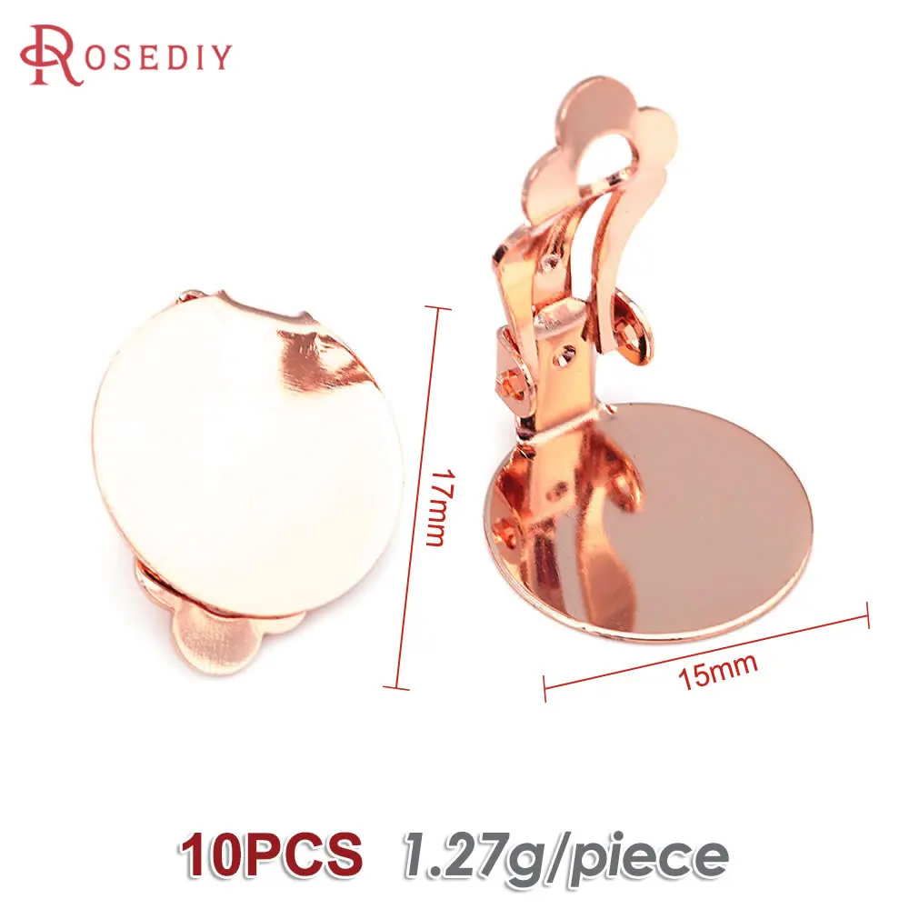 18K Goud Kleur Platte Maat 9MM 10MM 12MM 15MM 16MM 18MM Messing Platte Stok oorbellen Clip Diy Sieraden Maken Oorbellen Accessoires