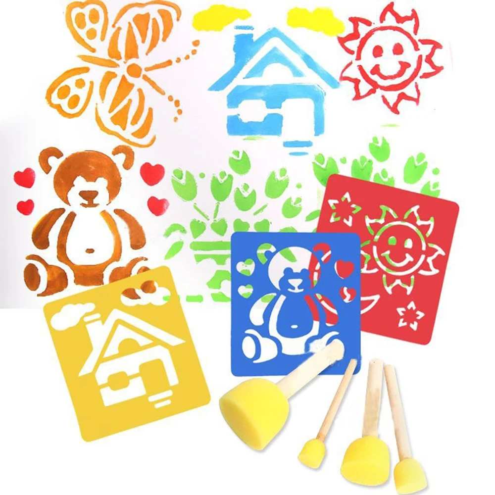 6Pcs/Set Painting Stencils DIY Spray Print Draw Hollow Template Scrapbooking Embossing Album Journal Scratch Drawing Stencils