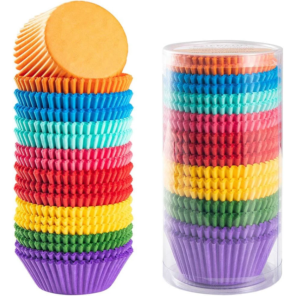 200/300/500 Unidades de Moldes de Papel para Cupcakes y Muffins de Colores Surtidos, Resistentes a la Grasa, para Fiestas, Bodas y Cumpleaños