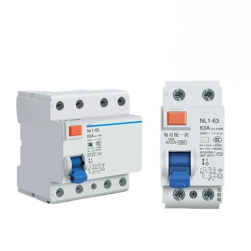 Nl1-63 Leakage Protector 2p 4p 25a 40a 63a Electromagnetic Leakage Circuit Breaker for Home Power Distribution Protection Switch