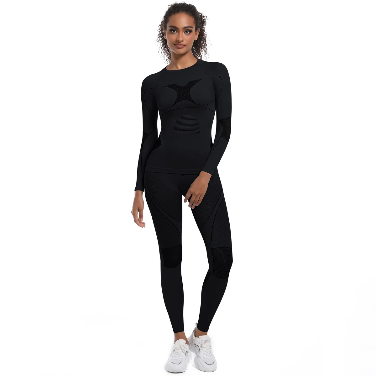 Mulheres menina conjunto de roupa interior de esqui fitness treino térmico ginásio esqui snowboard esporte correndo yoga exercício terno longo johns 01