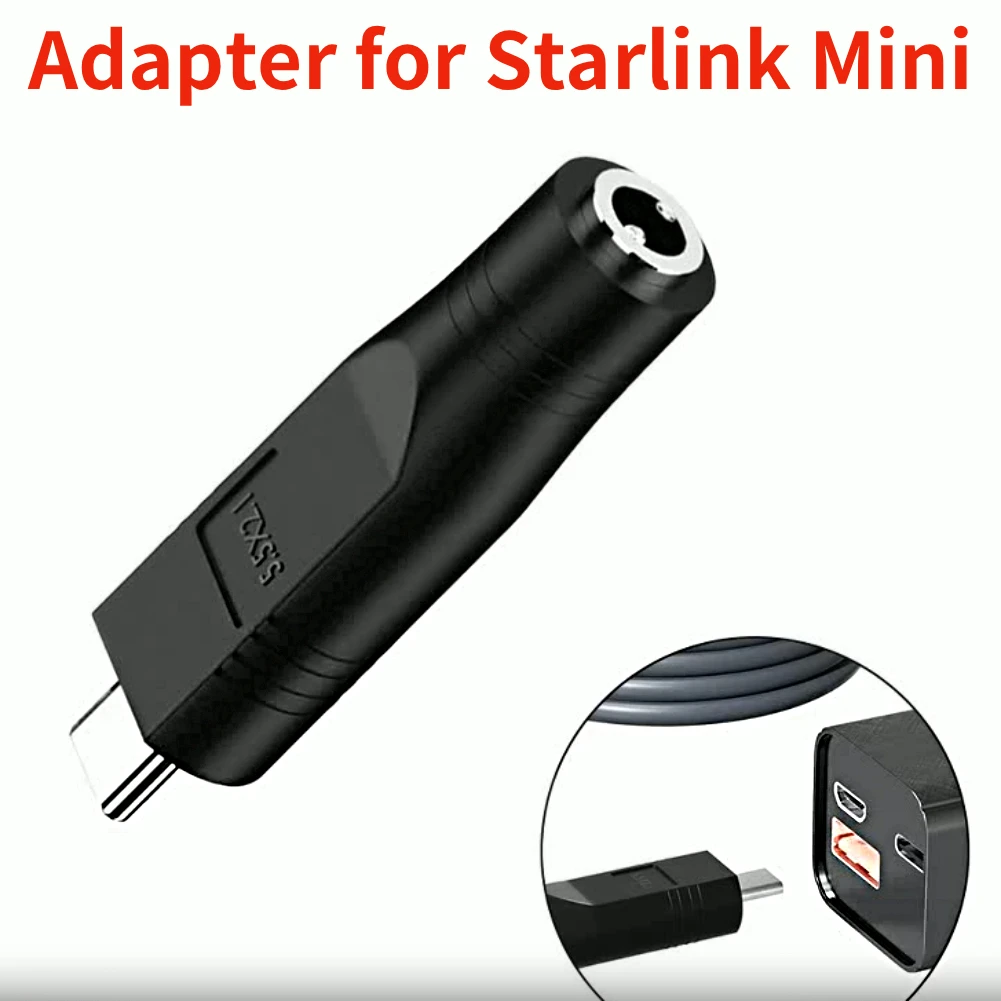 1 stücke USB C Zu DC Power Adapter Für Starlink Mini Buchse Auf Typ C Stecker Adapter Mini Lade Stecker power Adapter Schwarz