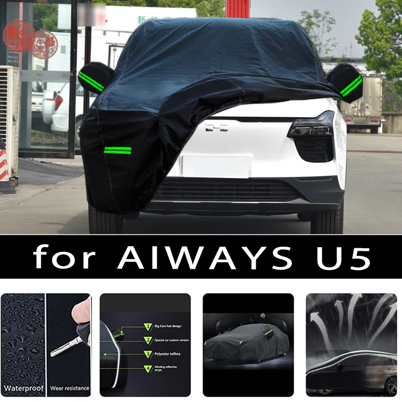 

For AIWAYS U5 Car Covers Outdoor Waterproof Sun Rain Snow Protection UV Auto Cover 190T Car Protective Full Covers