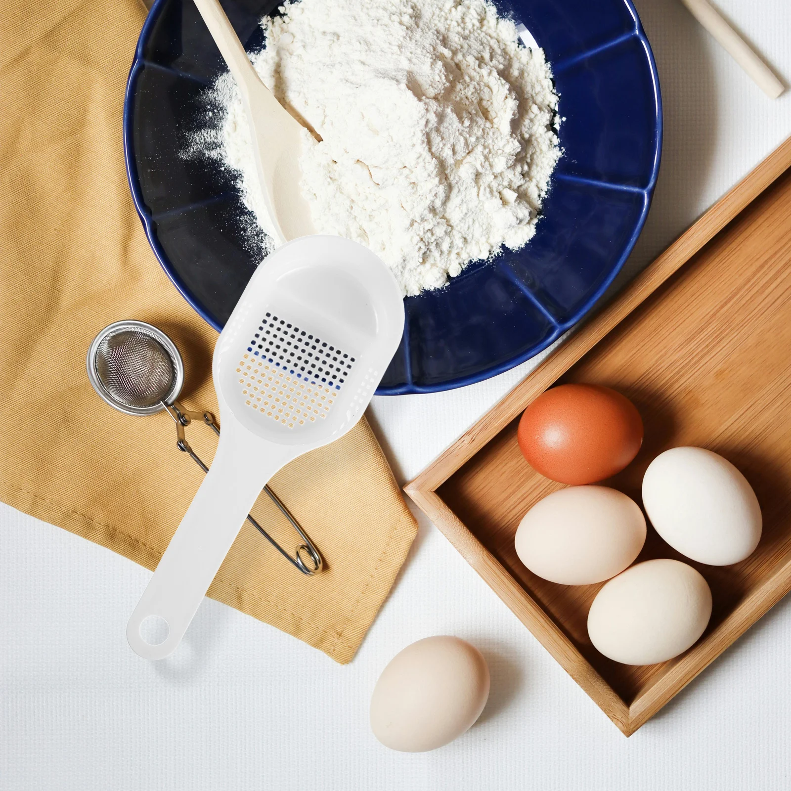 4 قطعة مسحوق بلاستيكي شاكر غرامة شبكة المغربل لخبز السكر دقيق الكاكاو تصميم سلس أداة المطبخ سهلة التنظيف