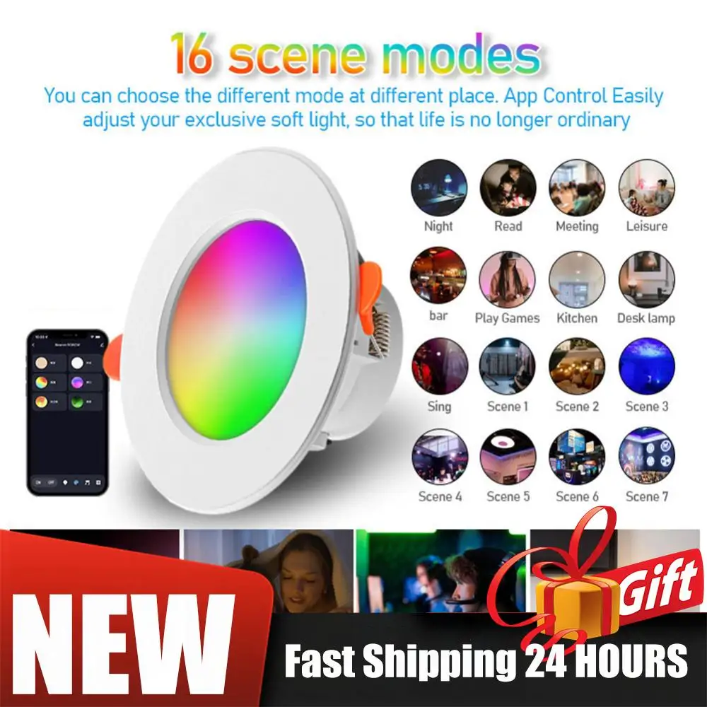 Bluetooth Round Panel Light 10W Smart LED Downlight APP Remote Control Color Changing Lamp for Home Living Room Bedroom Lighting
