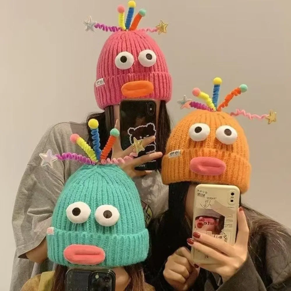 Beanie Hat New Fun Quirky Knitting Hat Autumn Winter Windproof Beanie Hat Cold Proof Festival Accessories Warm Cap Beanie Hat