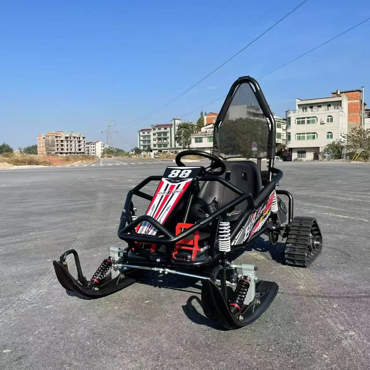 Snowy Ice Sled With Four-wheel Tracks Electric Single And Double Person Snowmobile