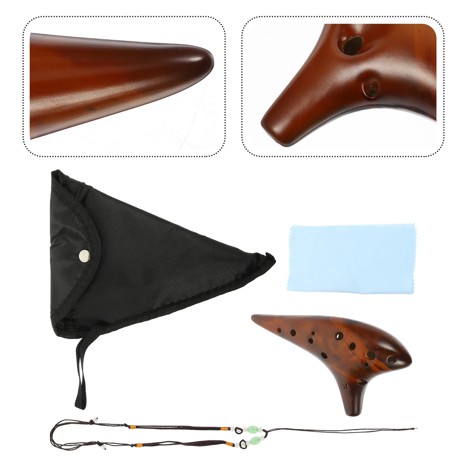 1 Juego de Ocarina Alto C de porcelana de hueso, instrumento Musical portátil tradicional de 12 agujeros, práctico para principiantes, Ocarina tradicional