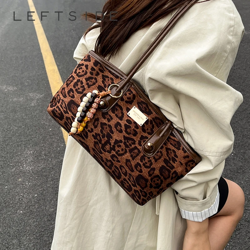 

Левая сторона, женская маленькая квадратная сумка из искусственной кожи с леопардовым принтом, зима 2022, ретро сумка подмышки, роскошные дизайнерские трендовые женские сумки