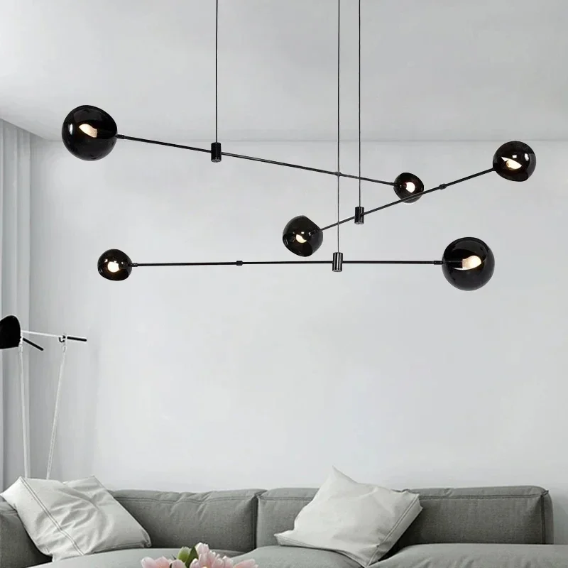 

Glass Ball Chandelier Creative Loft LED Chandeliers Art Design Nordic Suspension Black Pendant Lamp Lightsing Fixture Indoor