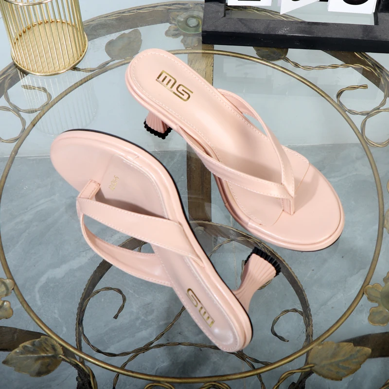 High-heeled slippers 2024 summer  luxury sandals flip flops heels fashionable ladies slippers with high temperament sandals