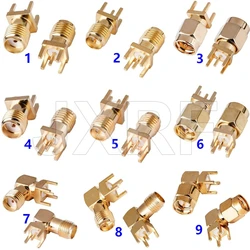 10Pcs/lot SMA Female Jack Male Plug Adapter Solder Edge PCB Straight Right angle Mount RF Copper Connector Plug Socket