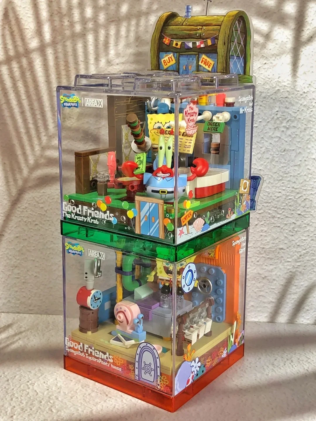 Bob Esponja Série Blocos De Construção Caixa, Bob Esponja, Patrick Estrela, Cascudo, Siri, Lula Molusco Tentáculos, Modelo do quarto, Brinquedo