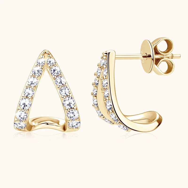 

Apaison VVS1 Moissanite Woman's Studs Earrings Wedding Anniversary Gold Plated Jewelry