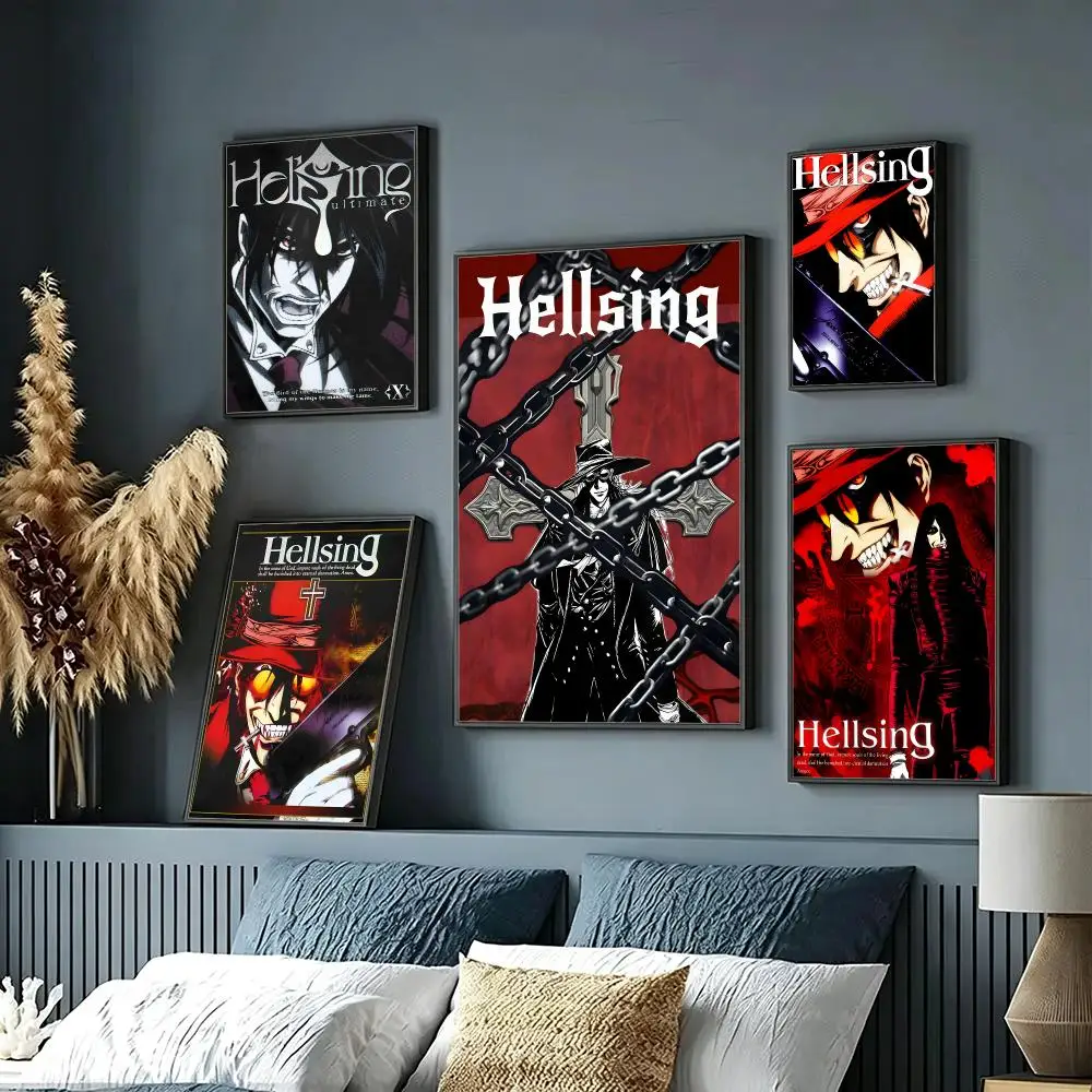 anime Hellsing Ultimate Poster Wall Posters Self-Adhesive Wall Stickers Home Decoration for Bedroom Living Room