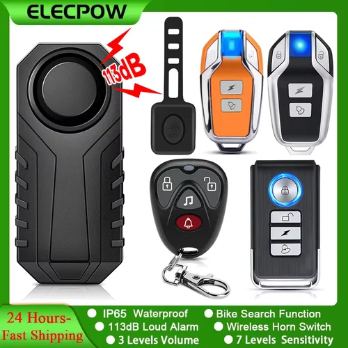 Elecpow alarma de bicicleta impermeable 113dB motocicleta bicicleta eléctrica alarma antirrobo alarma remota inalámbrica Detector de vibración alarma