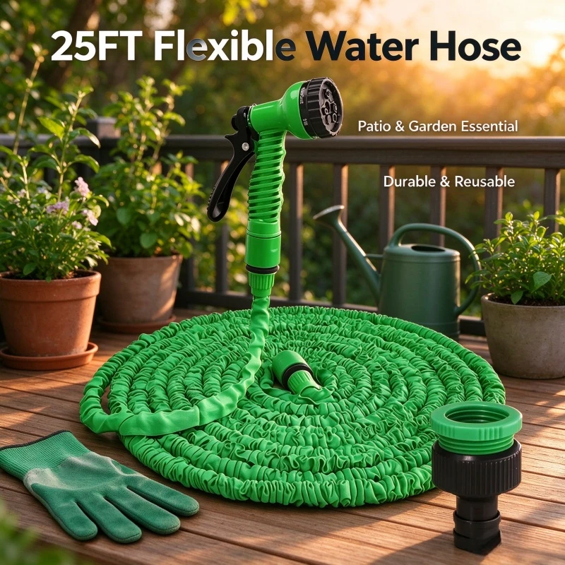 Christmas Stocking Stuffers: 2026 Expandable Magic Hose, High Pressure Water Gun with 7 Spray Functions for Car Washing, Home