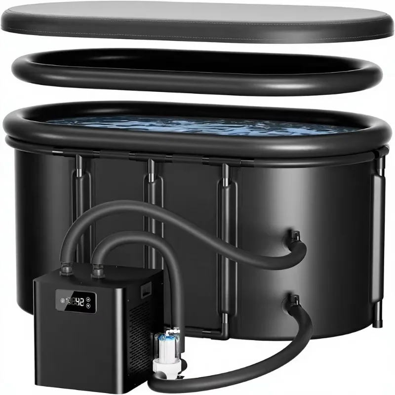 PROELIFE 148 Gallon Oval PVC Cold Plunge Tub Kit with 1/3 HP Chiller and Filter Pump for Muscle Recovery