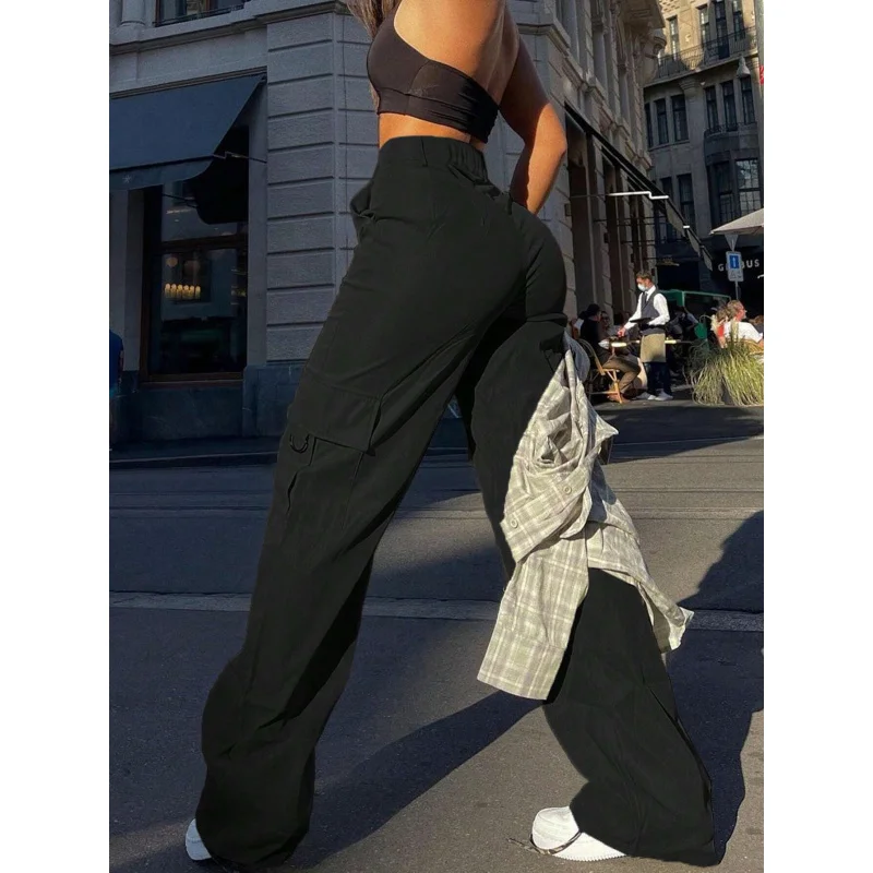 YQ1-2025Women's Spring Summer New American Workwear Style Casual Pants High Waist Street Loose Long Pants
