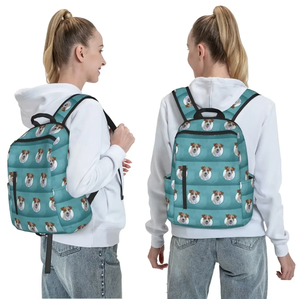 Dog Jack Russell Terrier Drawing, Illustration Funny Dog Backpack Large Capacity BookBag School Bag Shoulder Bags for Men Women