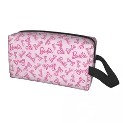 Custom Pink Barbie Travel Cosmetic Bag for Women Toiletry Makeup Organizer Ladies Beauty Storage Dopp Kit