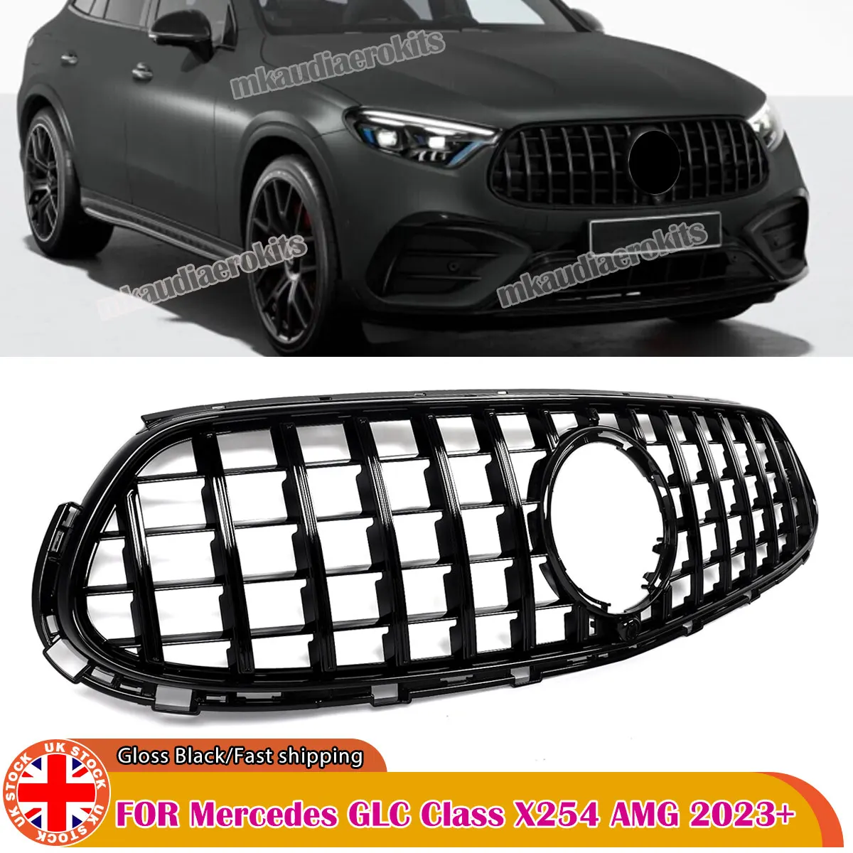 SAIQINGSP For Mercedes-Benz X254 GLC43AMG GLC300 2023+ GT R Style Grille Car Accessories Tools