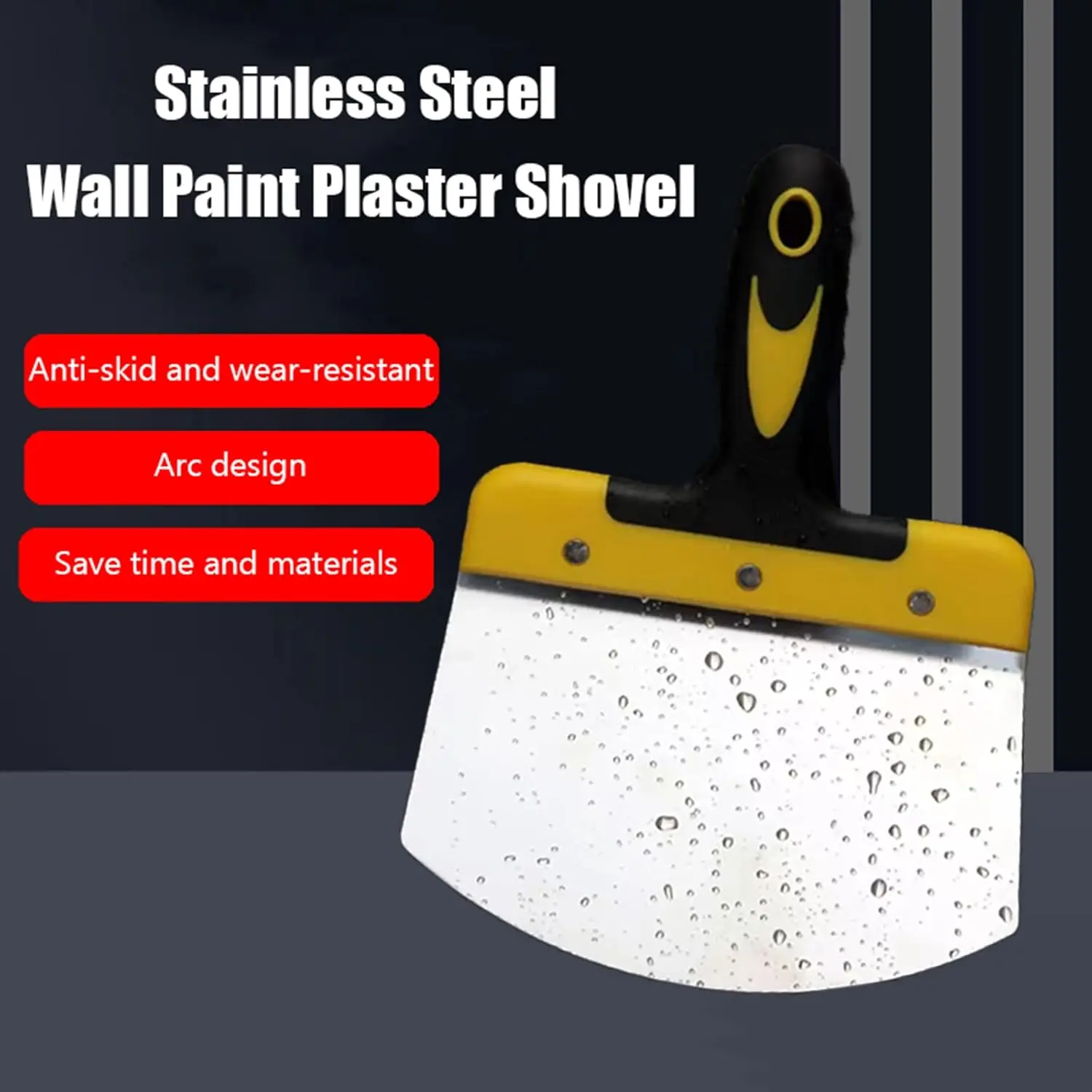 

Stainless Steel Bucket Scoop, Arc-shape 6 inches Shovel Putty Knife Scraper Hand Tool for Drywall Finishing