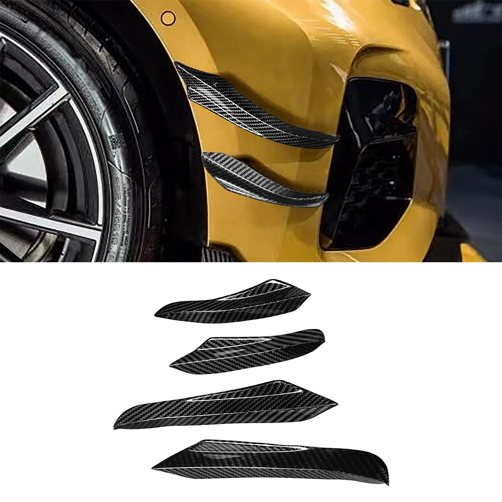 

4Pcs Carbon Fiber Front Bumper Lip Diffuser Splitter Fins Body Spoiler Canards Fit for BMW 3 Series G20 G28 2020