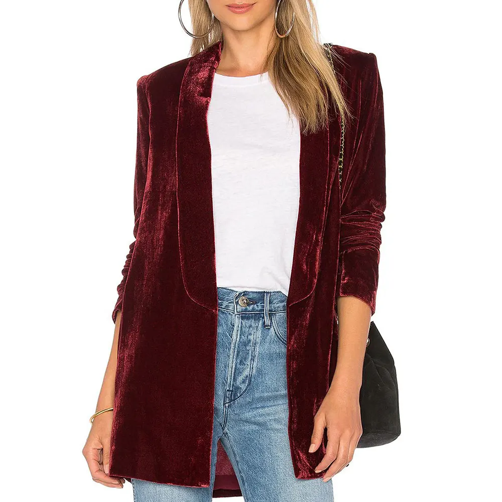 

Золотая бархатная женская куртка, облегающий повседневный модный кардиган, универсальный европейский и американский стиль