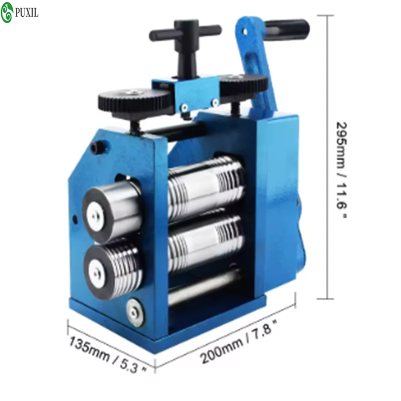 Manual Jewelry Rolling Mill Machine – 1:2.5 Gear Ratio, 0.1-7mm Adjustable Thickness, Wire and Metal Sheet Roller for Patterns
