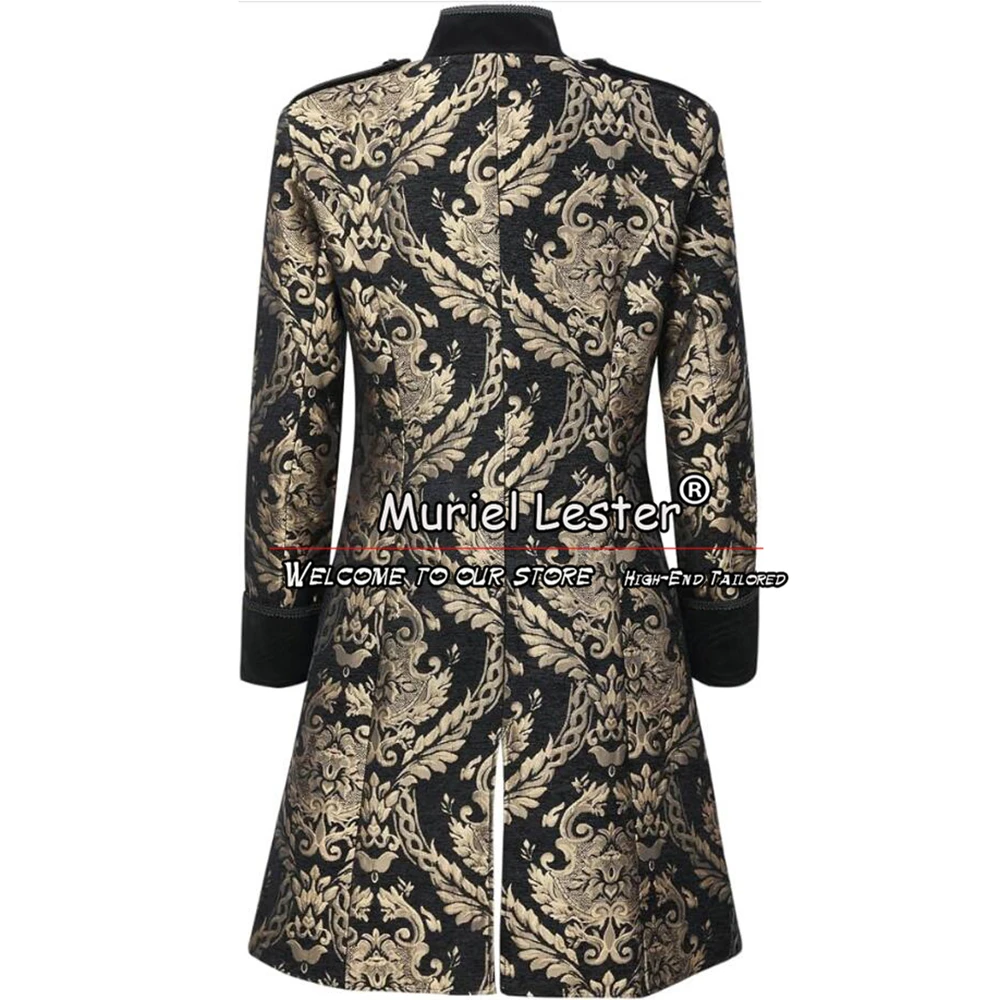 Floral Wedding Suits For Men Slim Fit Black Peaked Lapel Jacquard Jacket Pants 2 Pieces Groom Tuxedos Custom Made Costume Homme