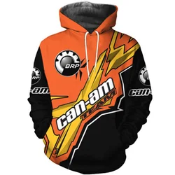 2023 moto BRP Can-am Logo felpa con cappuccio con stampa 3D, cerniera da uomo all'aperto, Harajuku comodo Pullover,Hip-Hop Streetwear