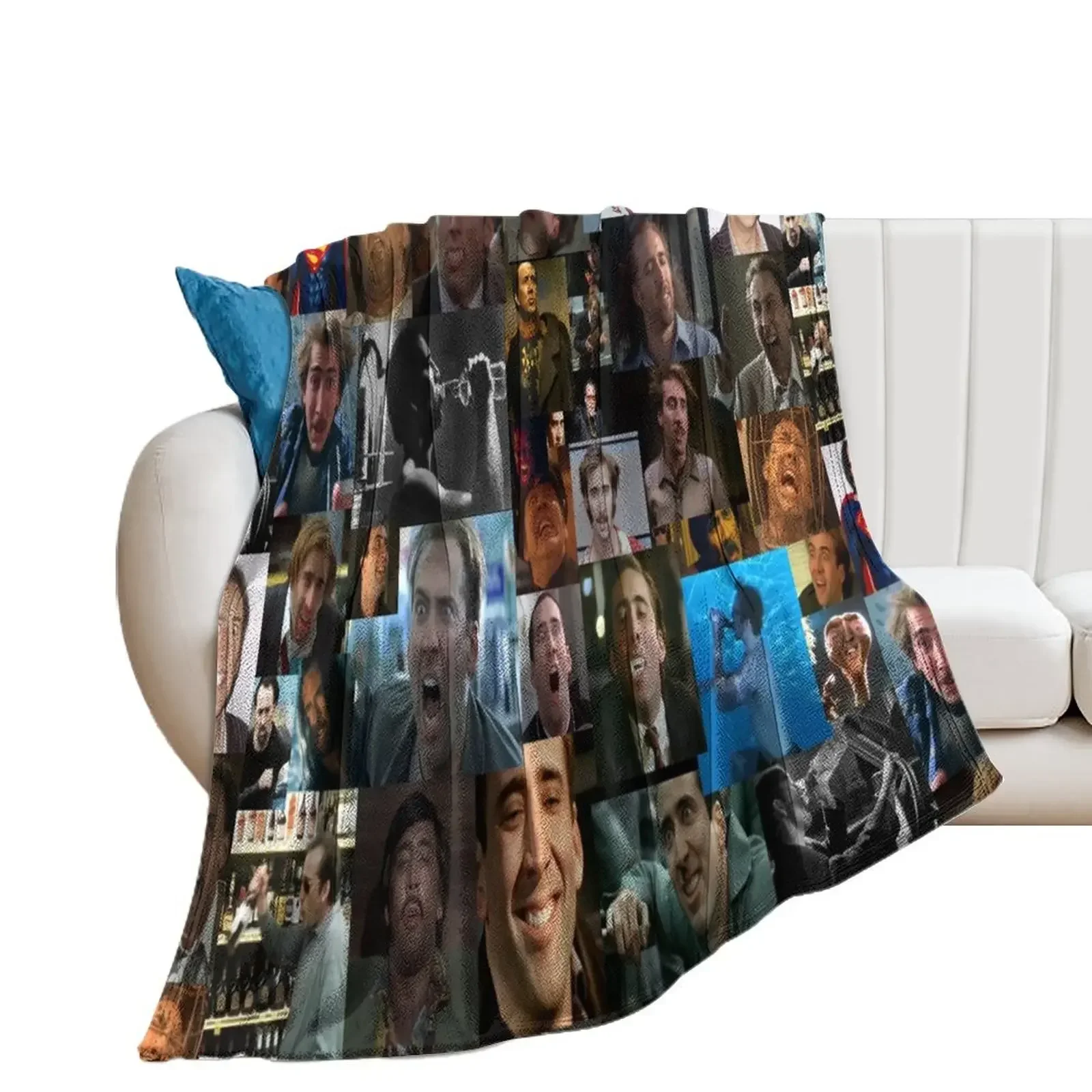 

Nicolas Cage Pattern - Nicholas Cage - Nick Cage Nic Throw Blanket Stuffeds Thin Blankets