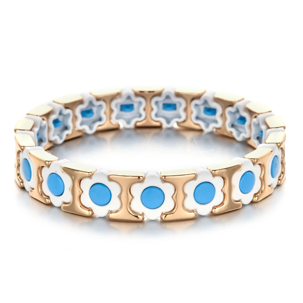 Sunflower Summer Colorful Metal Elastic Bracelet for Women Lightweight Luxury Elegant Sensation Hand Jewelry Accessory