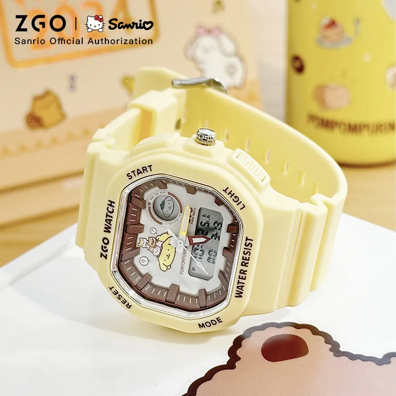 ZGO PomPomPurin Sanrio Watch For Kids Girls Boys 2024 New Style Sports Electronic Waterproof Girl Electronic Watch Gift 810