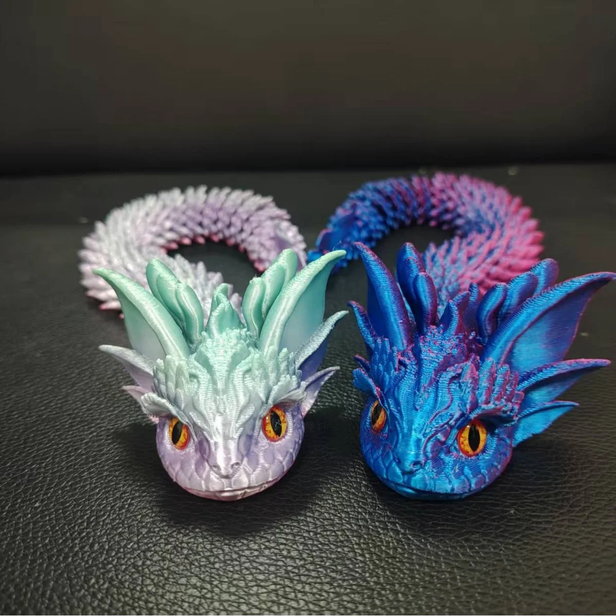 3D Printed Dragon Snake Movable Joint Fidget Toy Figurine Simulation Snake Office Desktop Ornament New Year Gifts Crafts Gift