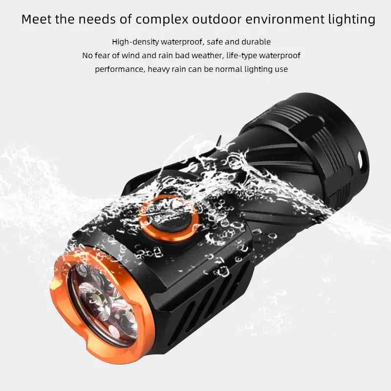 Mini 3x Led High Bright Palm Flashlight Type-C USB Rechargeable 18350 Portable Backpack Pocket Torch Home Work Hiking Lamp